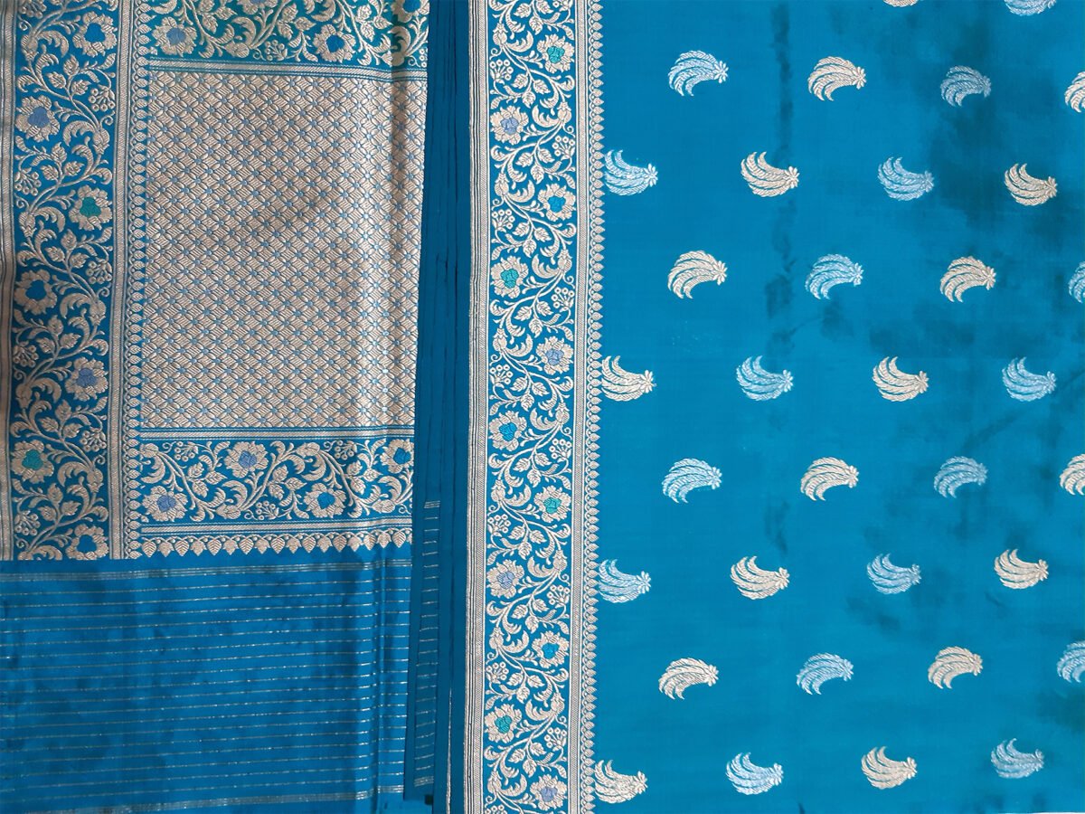 Banarasi Buta Saree Sky Blue - Image 4