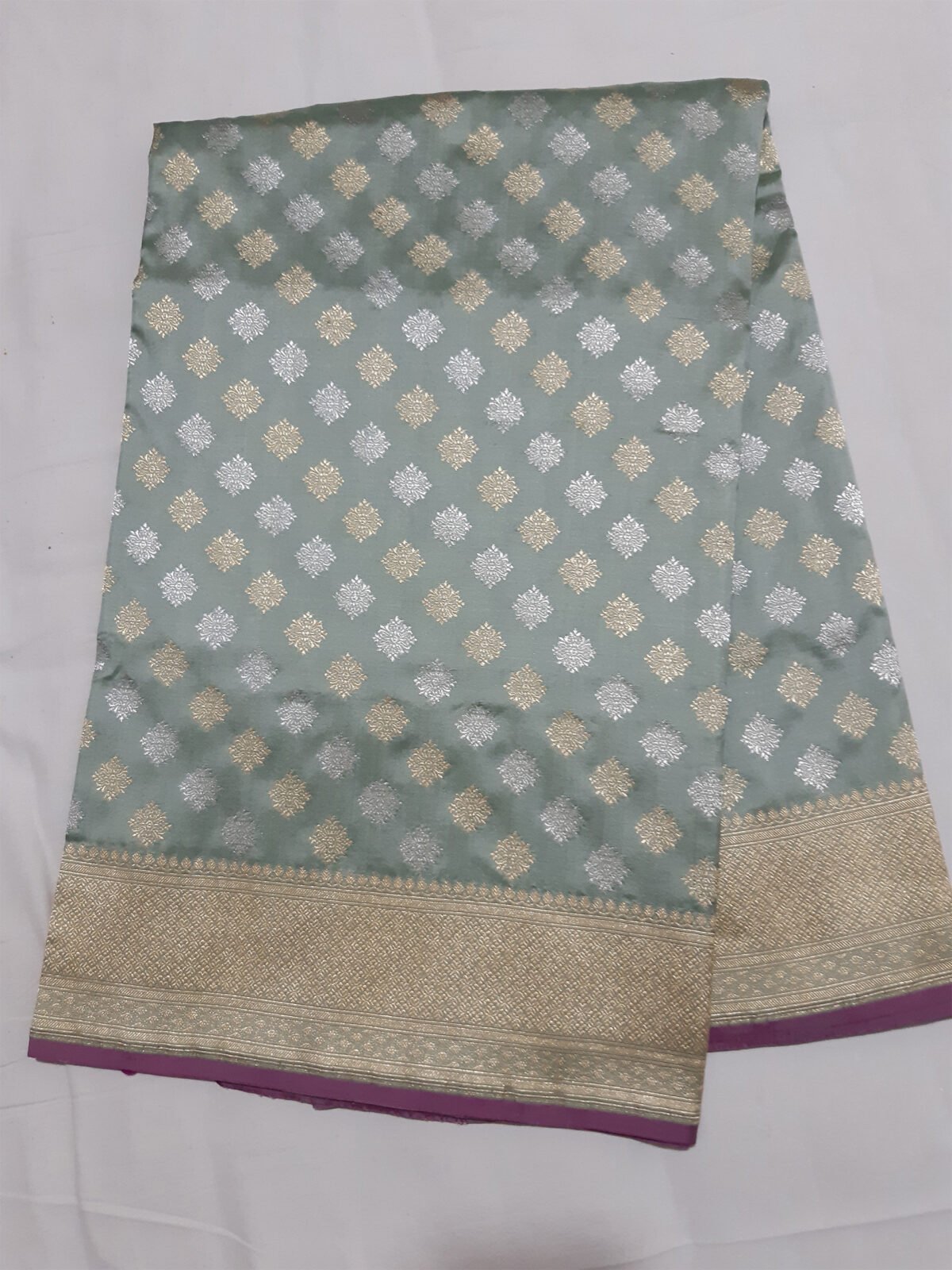 Banarasi Silk Sea Green Jangla Kadhua Saree