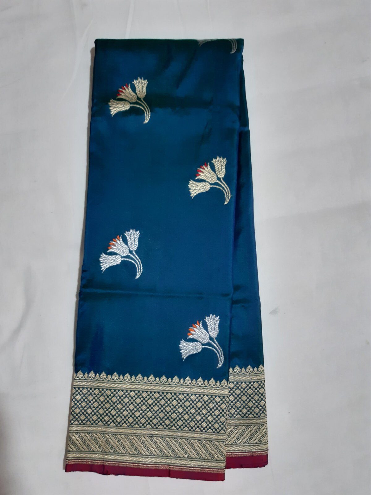 Banarasi Silk Dark Teal Buta Dupatta - Image 3