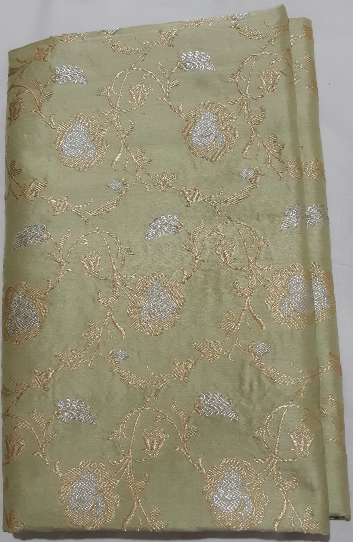 Banarasi Silk Light Green Handloom Kadhwa Jangla Katan Silk Dupatta