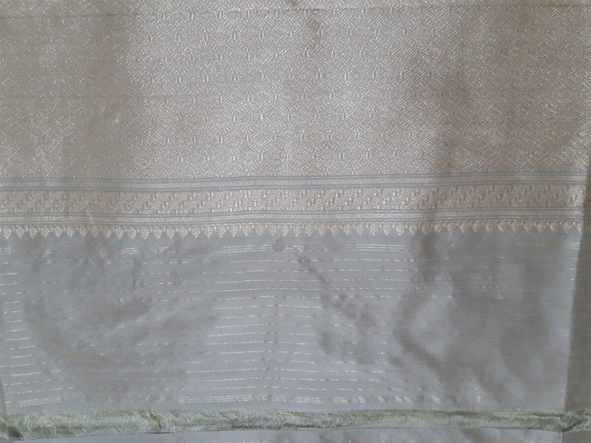 Banarasi Silk Mud Silver Handloom Kadhwa Jangla Katan Silk Dupatta - Image 3