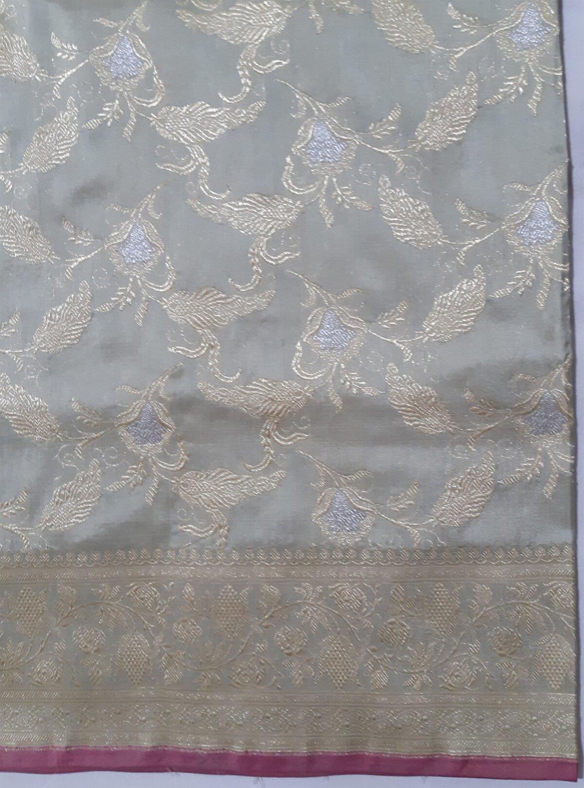 Banarasi Silk Mud Silver Handloom Kadhwa Jangla Katan Silk Dupatta